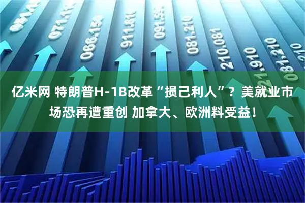 亿米网 特朗普H-1B改革“损己利人”？美就业市场恐再遭重创 加拿大、欧洲料受益！