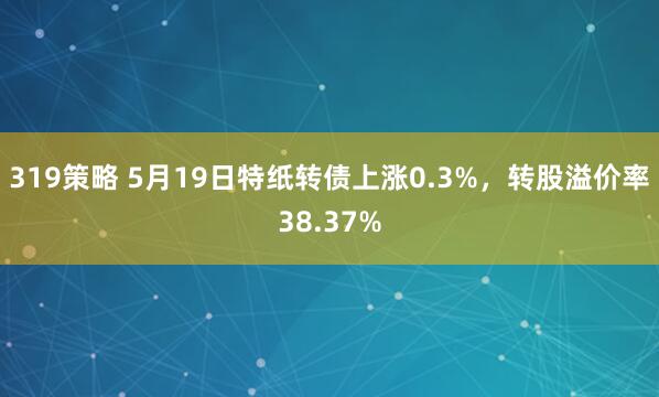 319策略 5月19日特纸转债上涨0.3%，转股溢价率38.37%